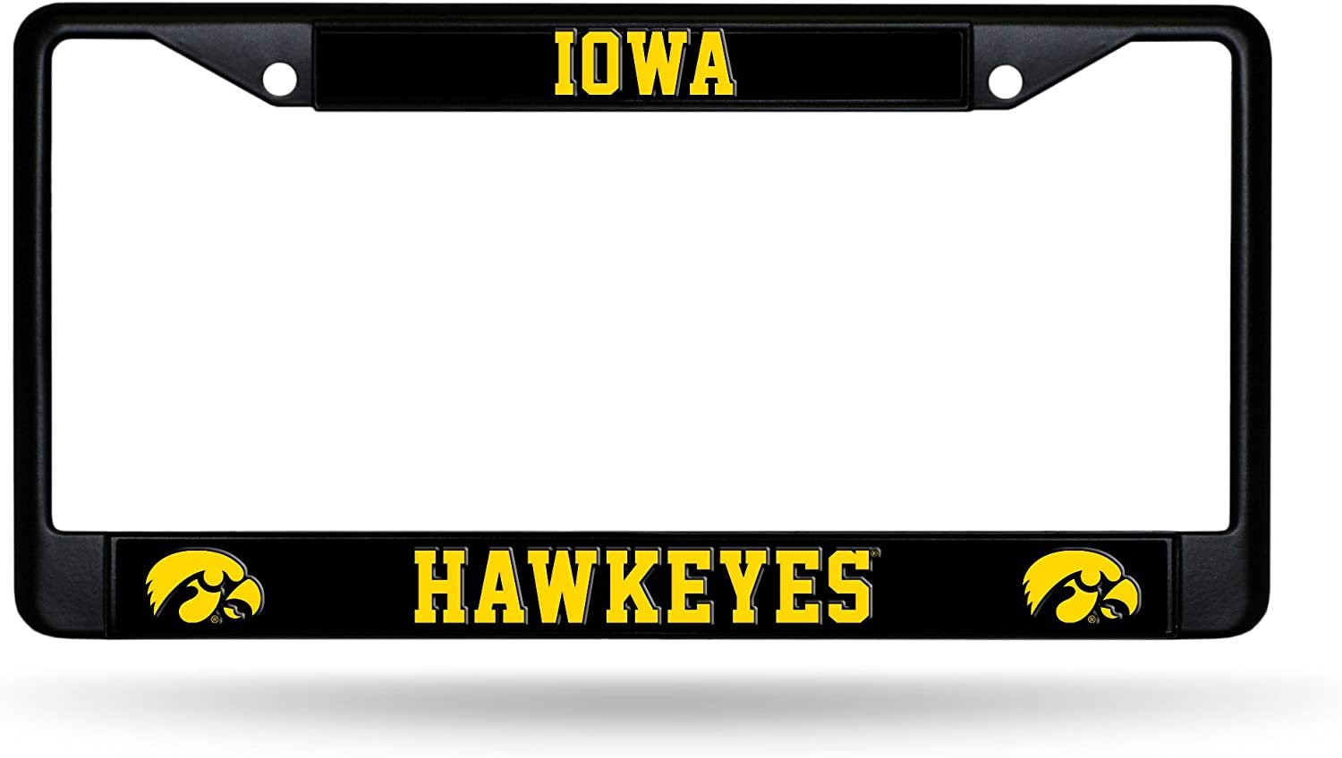 University of Iowa Hawkeyes Black Metal License Plate Frame Chrome Tag Cover 6x12 Inch