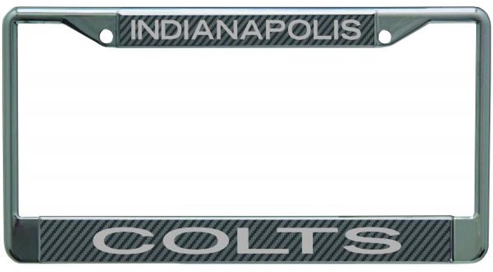 Indianapolis Colts Metal License Plate Frame Tag Cover Carbon Fiber Design 12x6 Inch