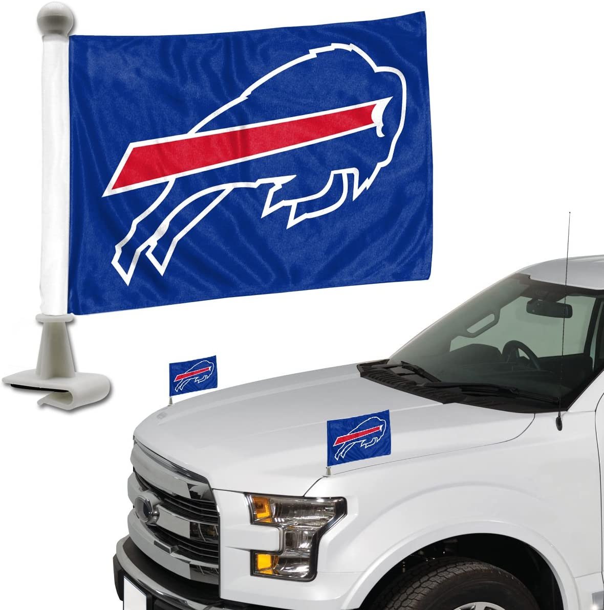 FANMATS 61859 Buffalo Bills Ambassador Car Flags - 2 Pack Mini Auto Flags, 4in X 6in, Perfect for Hood or Trunk
