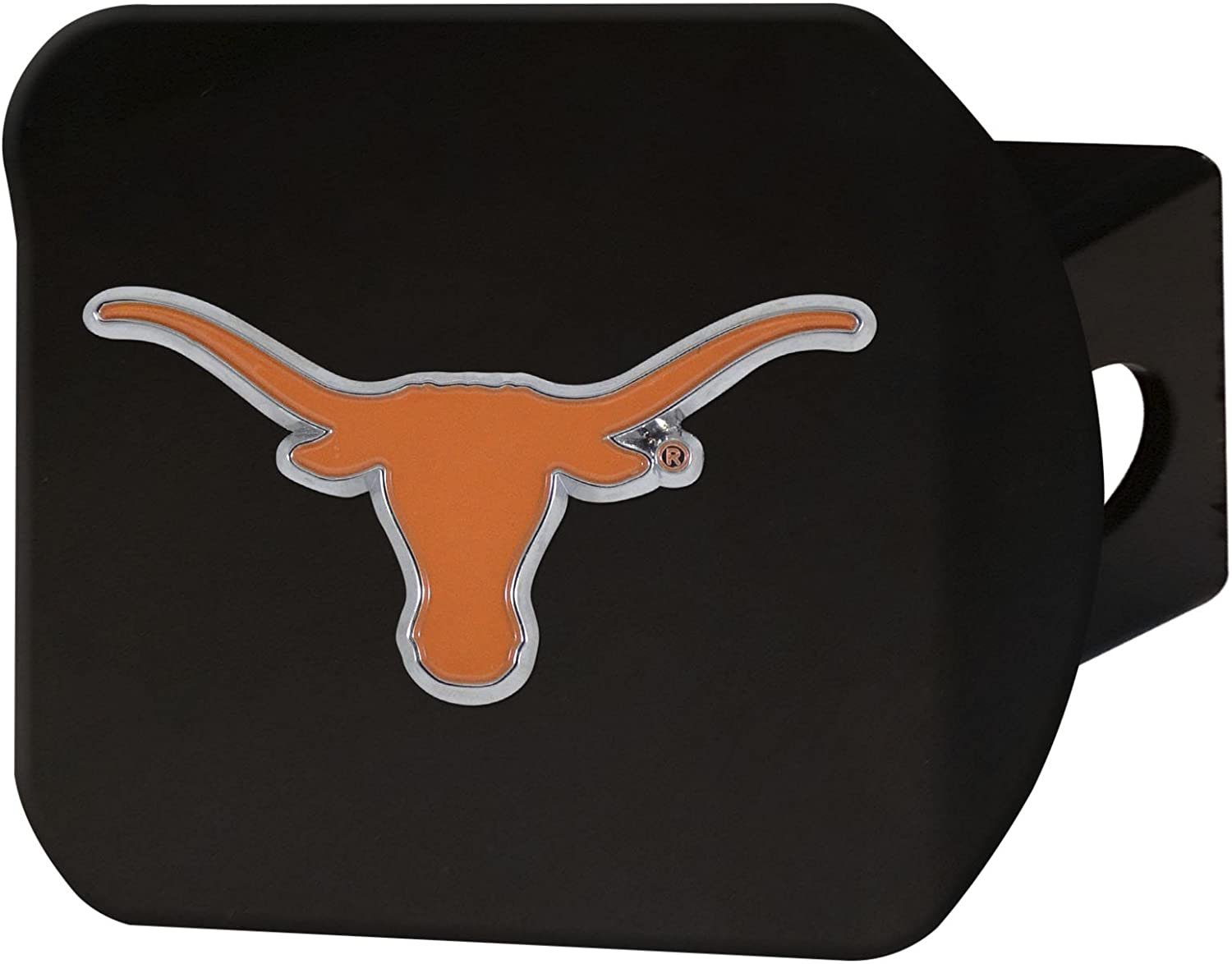 Texas Longhorns Solid Metal Black Hitch Cover with Color Metal Emblem 2 Inch Square Type III University of