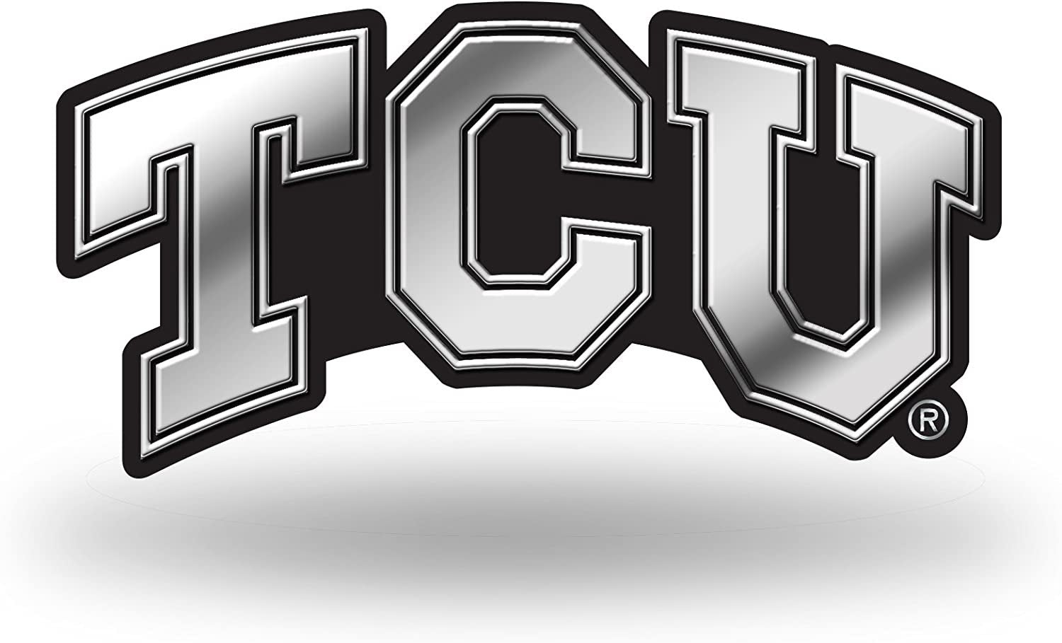 Texas Christian University Horned Frogs TCU Auto Emblem, Silver Chrome Color, Raised Molded Plastic, 3.5 Inch, Adhesive Tape Backing