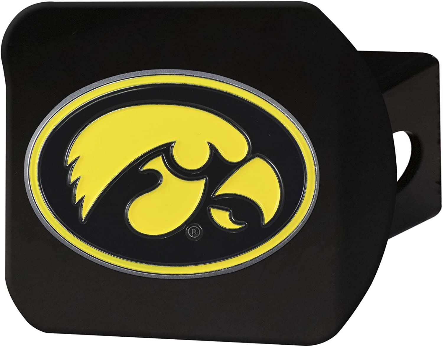 Iowa Hawkeyes Solid Metal Black Hitch Cover with Color Metal Emblem 2 Inch Square Type III University of
