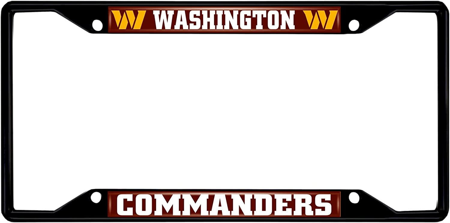 Washington Commanders Black Metal License Plate Frame Tag Cover