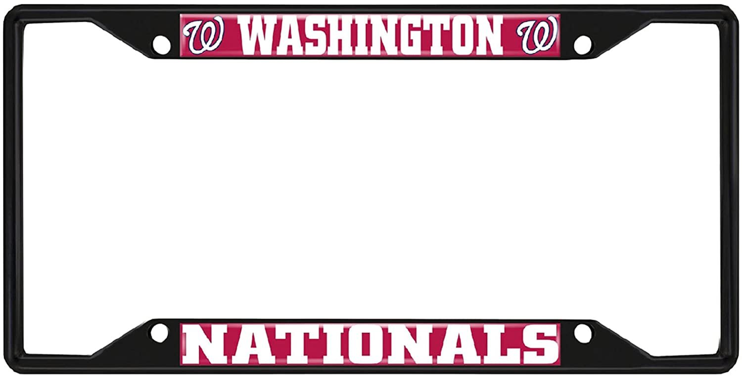 Washington Nationals Black Metal License Plate Frame Tag Cover, 6x12 Inch