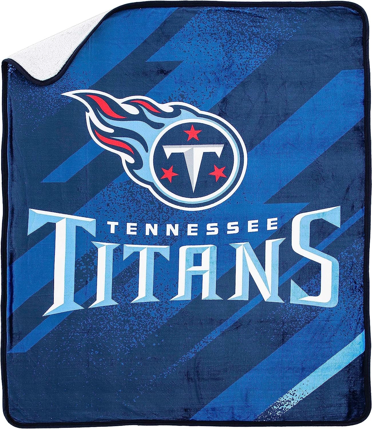 Tennessee Titans Throw Blanket, Sherpa Raschel Polyester, Silk Touch Style, Velocity Design, 50x60 Inch