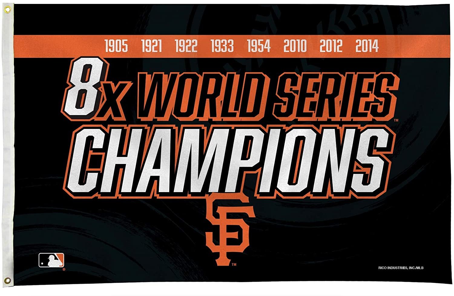 San Francisco Giants 8-Time Champions Premium 3x5 Feet Flag Banner, Metal Grommets, Outdoor Indoor Use, Single Sided