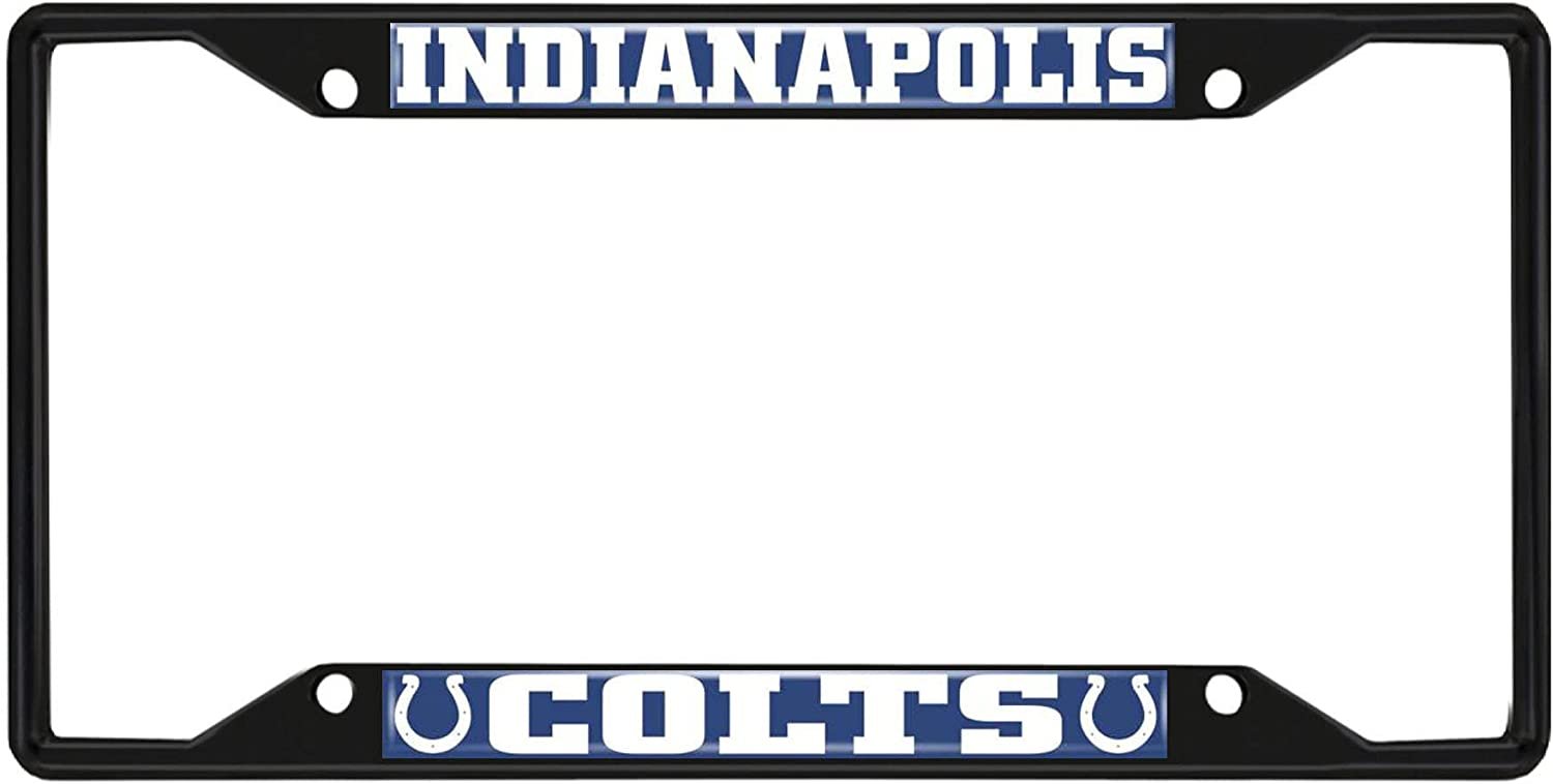 Indianapolis Colts Black Metal License Plate Frame Tag Cover, 6x12 Inch