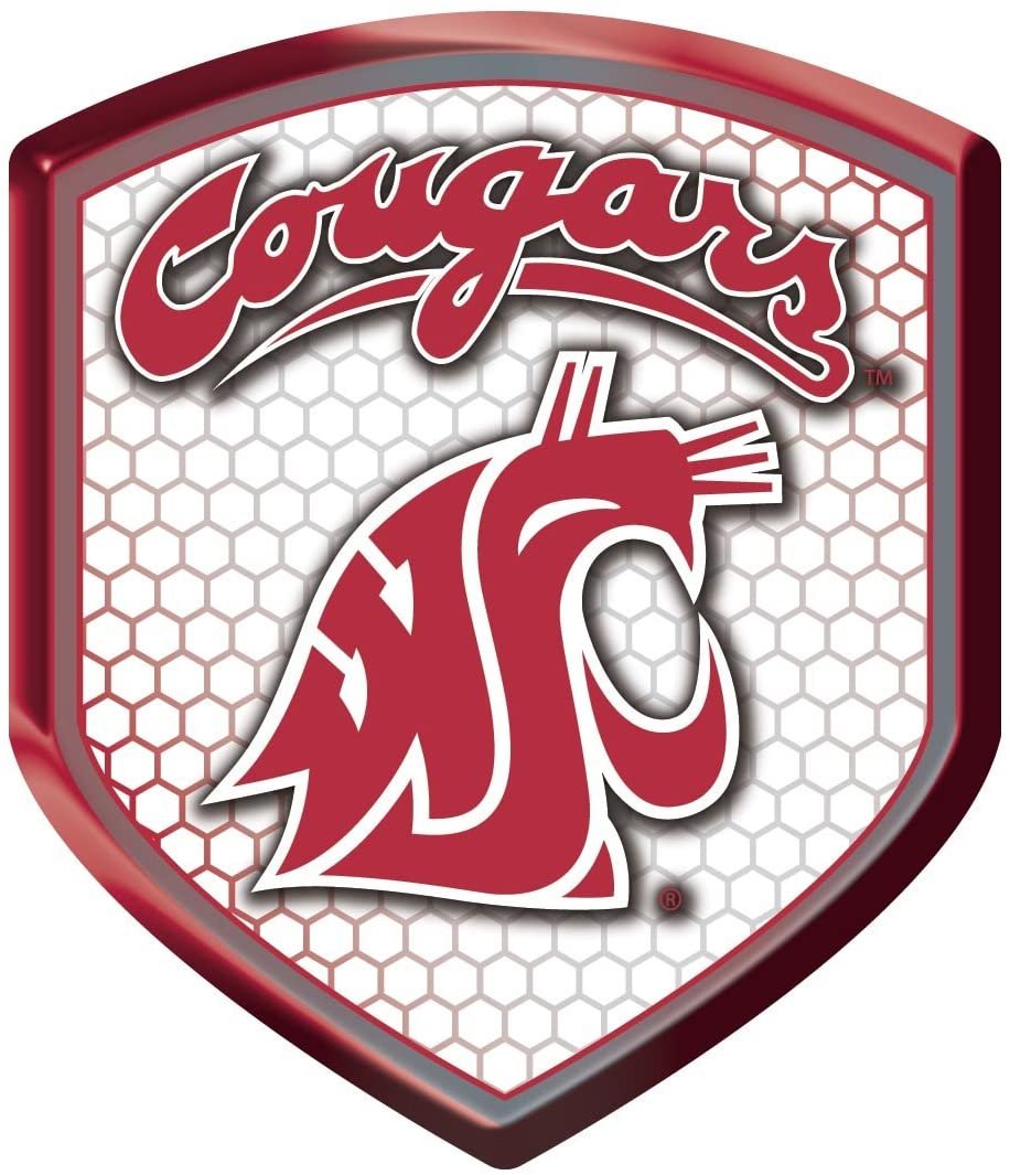 Washington State University Cougars High Intensity Reflector, Shield Shape, Raised Decal Sticker, 2.5x3.5 Inch, Home or Auto, Full Adhesive Backing