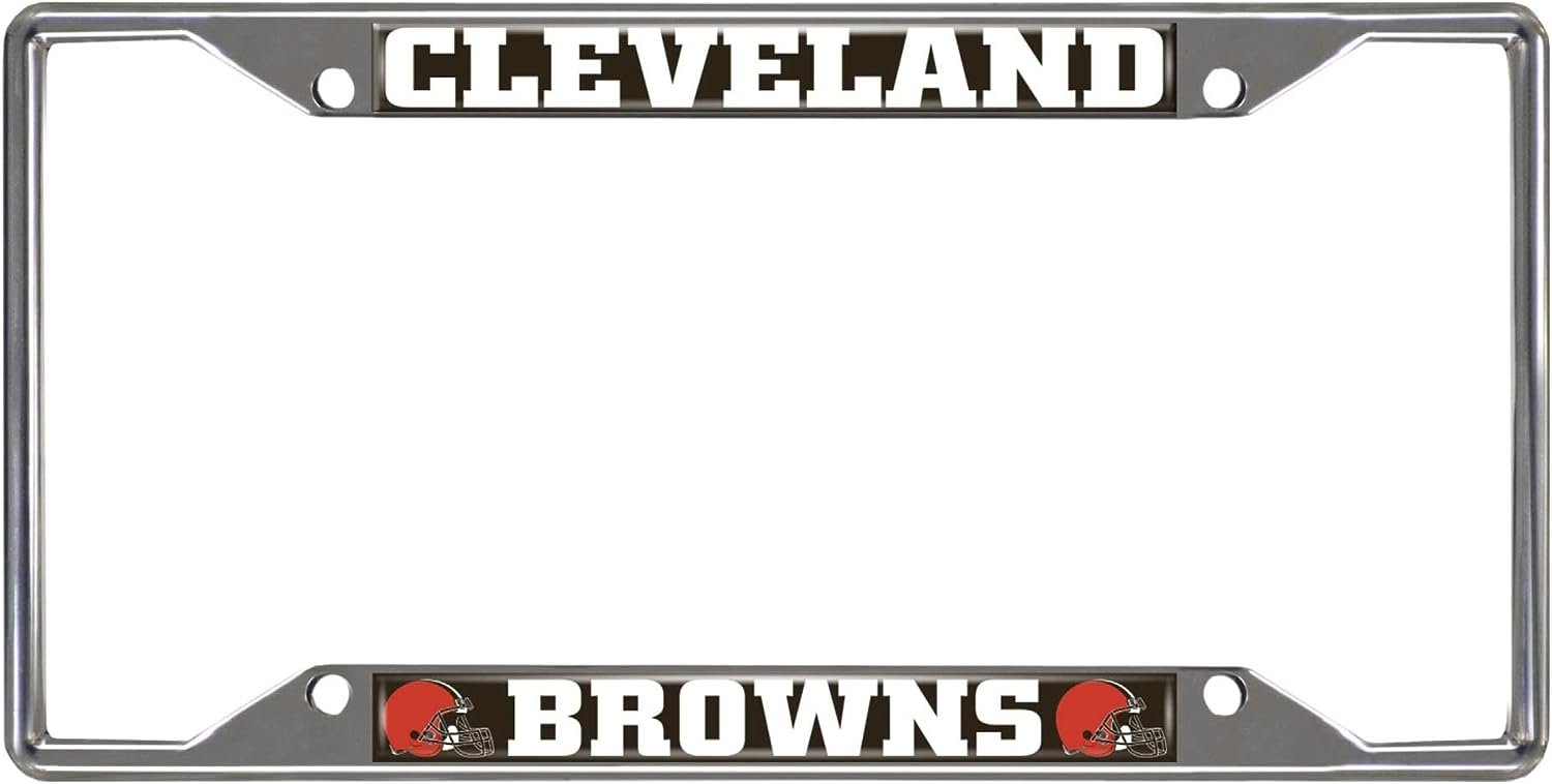 Cleveland Browns Metal License Plate Frame Chrome Tag Cover 6x12 Inch