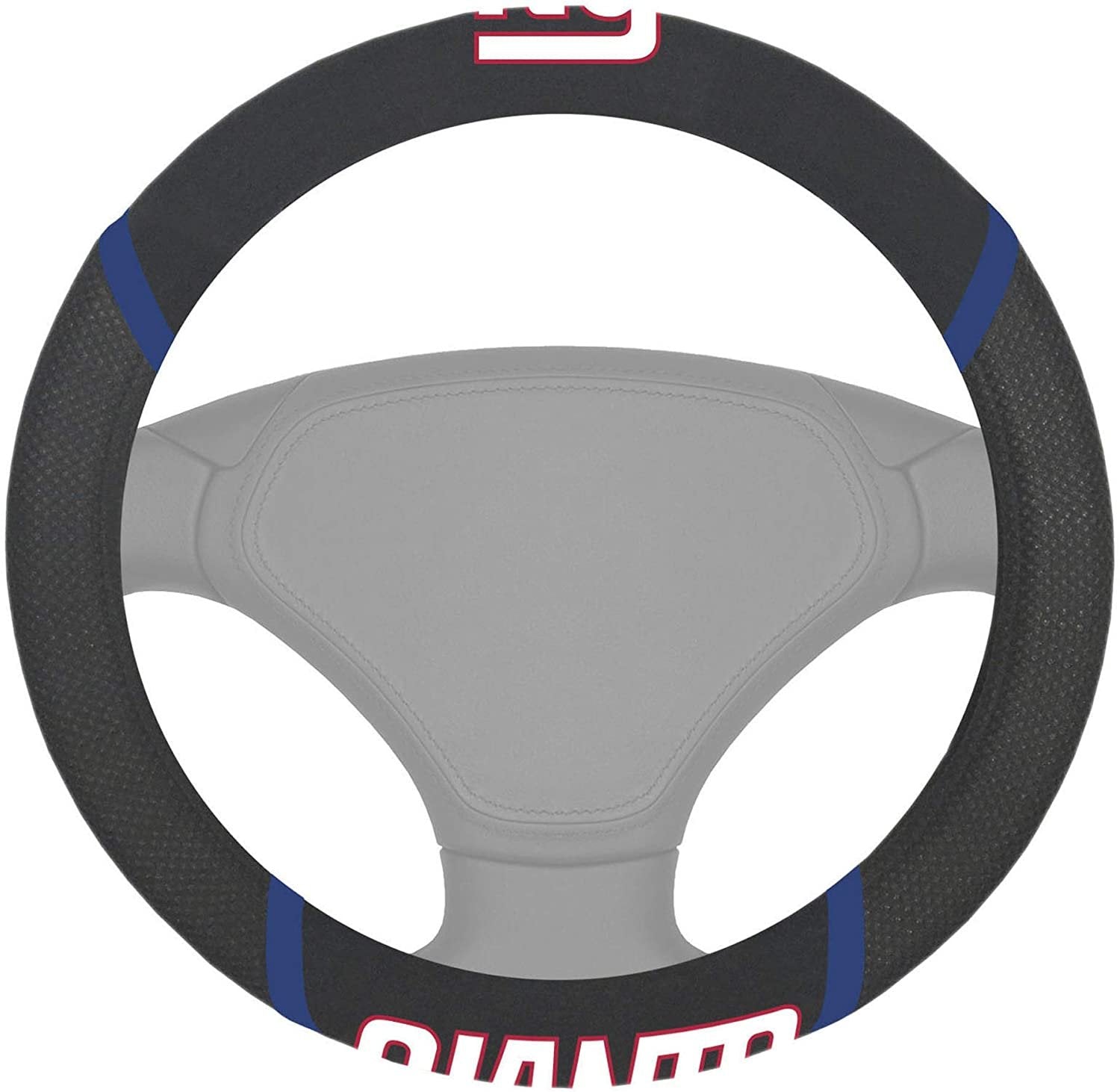 New York Giants Steering Wheel Cover Premium Embroidered Black 15 Inch