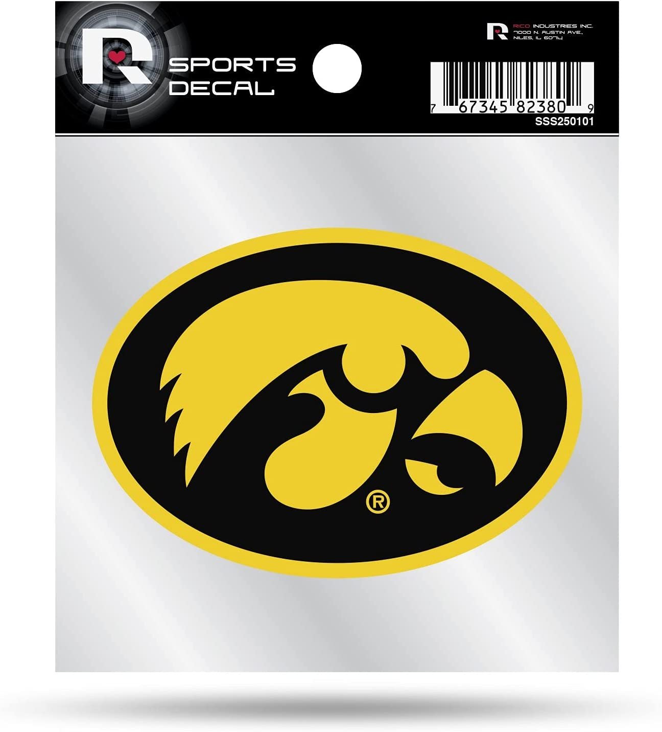 University of Iowa Hawkeyes 4x4 Inch Die Cut Decal Sticker, Primary Logo, Clear Backing
