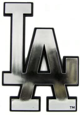 Los Angeles Dodgers Auto Emblem Decal Raised Molded Plastic Silver Chrome Color Adhesive Backing