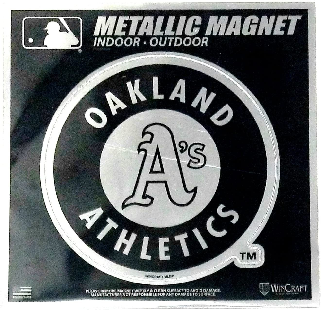 Oakland Athletics A's 6 Inch Magnet, Metallic Chrome Shimmer Design, Vinyl Die Cut, Auto Home Heavy Duty