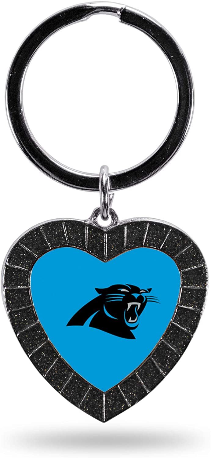 Carolina Panthers Keychain Color Rhinestone Heart