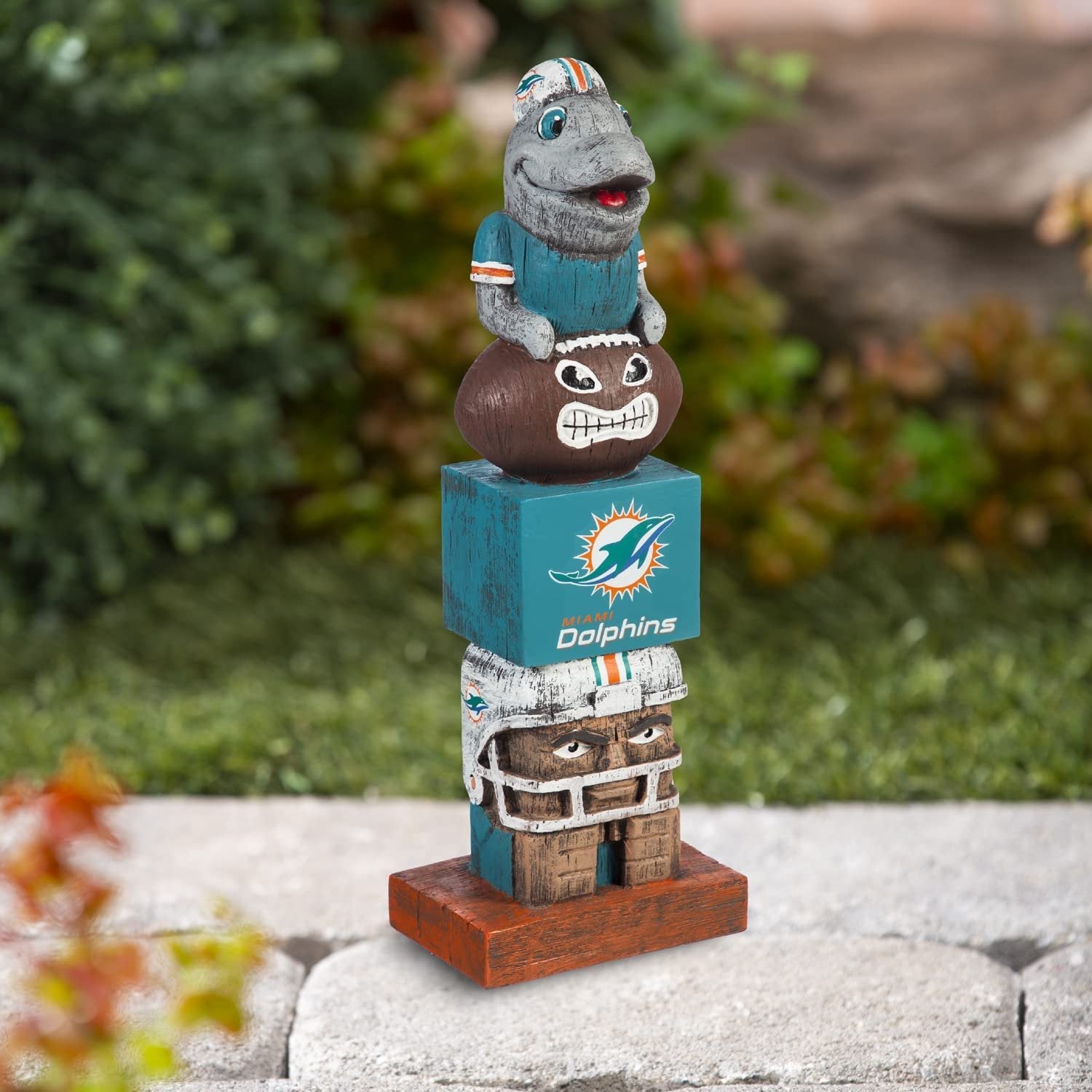 Miami Dolphins 16 Inch Tiki Totem Garden Statue Resin Outdoor Decoration