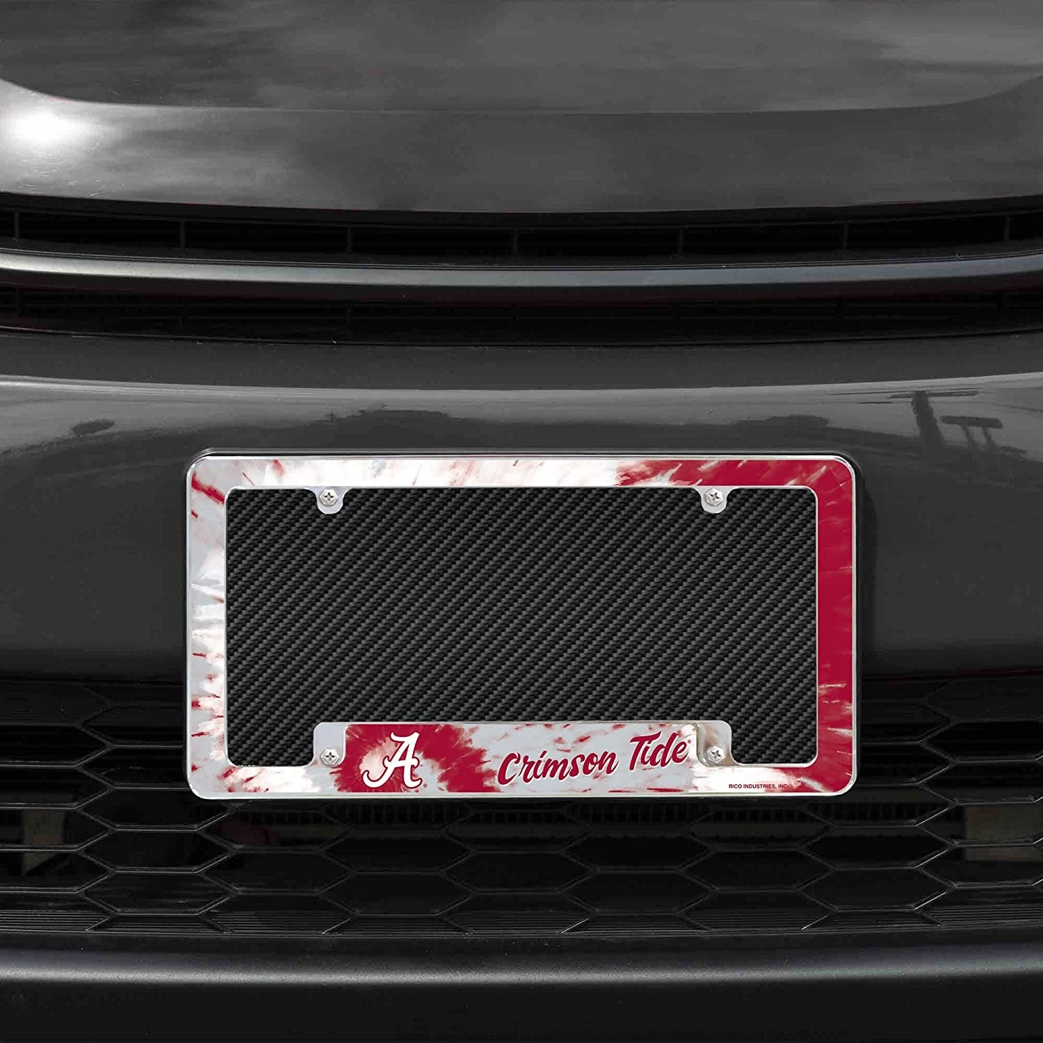 University of Alabama Crimson Tide Metal License Plate Frame Chrome Tag Cover 12x6 Inch Tie Dye Design
