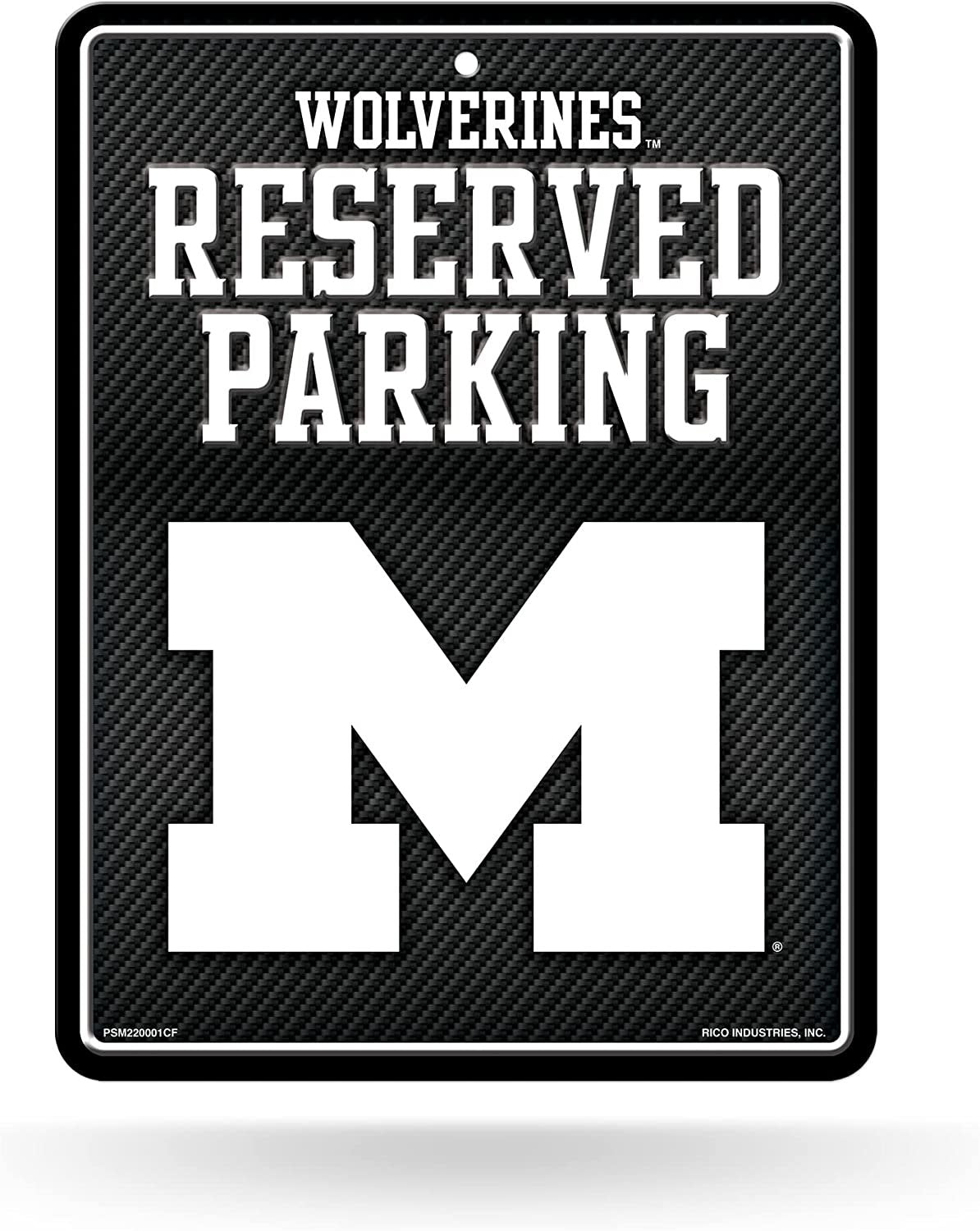 University of Michigan Wolverines Metal Parking Novelty Wall Sign 8.5 x 11 Inch Carbon Fiber Design