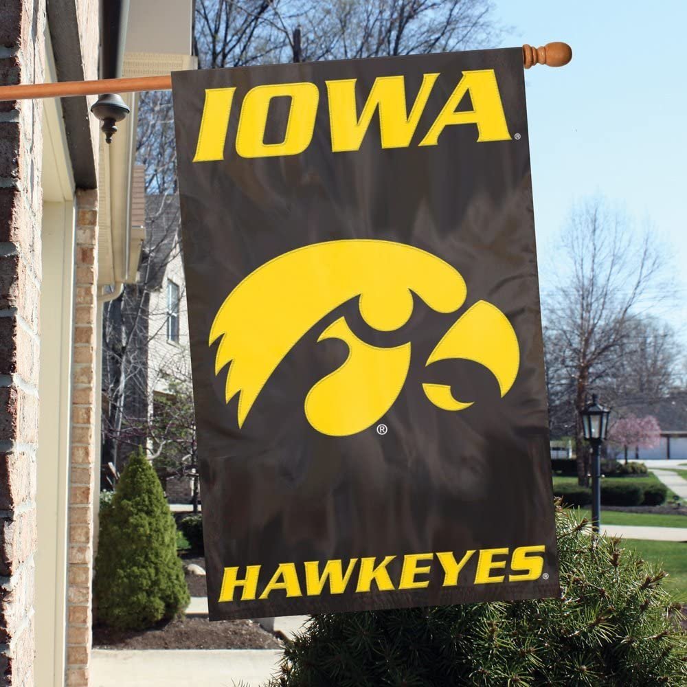 University of Iowa Hawkeyes Premium Double Sided Banner Flag Applique Embroidered 28x44 Inches