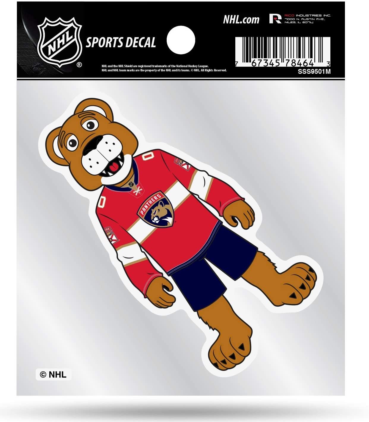 Florida Panthers Mascot Logo Premium 4x4 Decal with Clear Backing Flat Vinyl Auto Home Sticker Hockey