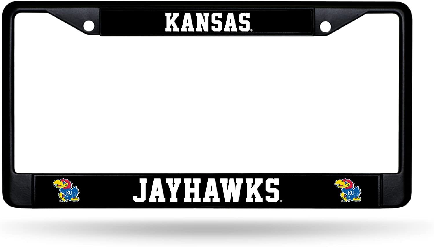 University of Kansas Jayhawks Black Metal License Plate Frame Chrome Tag Cover 6x12 Inch