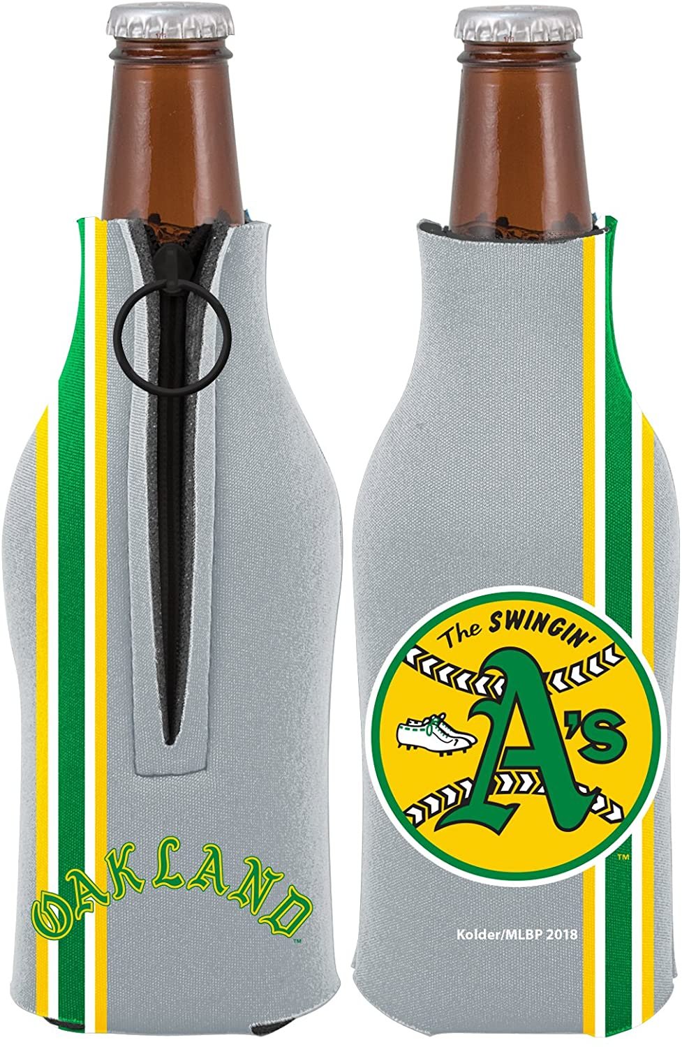 Oakland Athletics A's 2-Pack Throwback Design Zipper Bottle Neoprene Beverage Insulator Holder Cooler Baseball