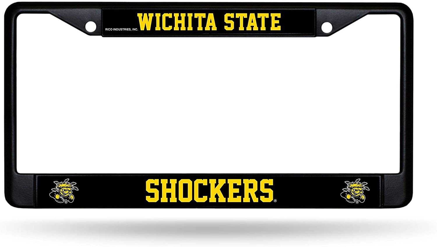 Wichita State University Shockers Black Metal License Plate Frame Chrome Tag Cover 6x12 Inch