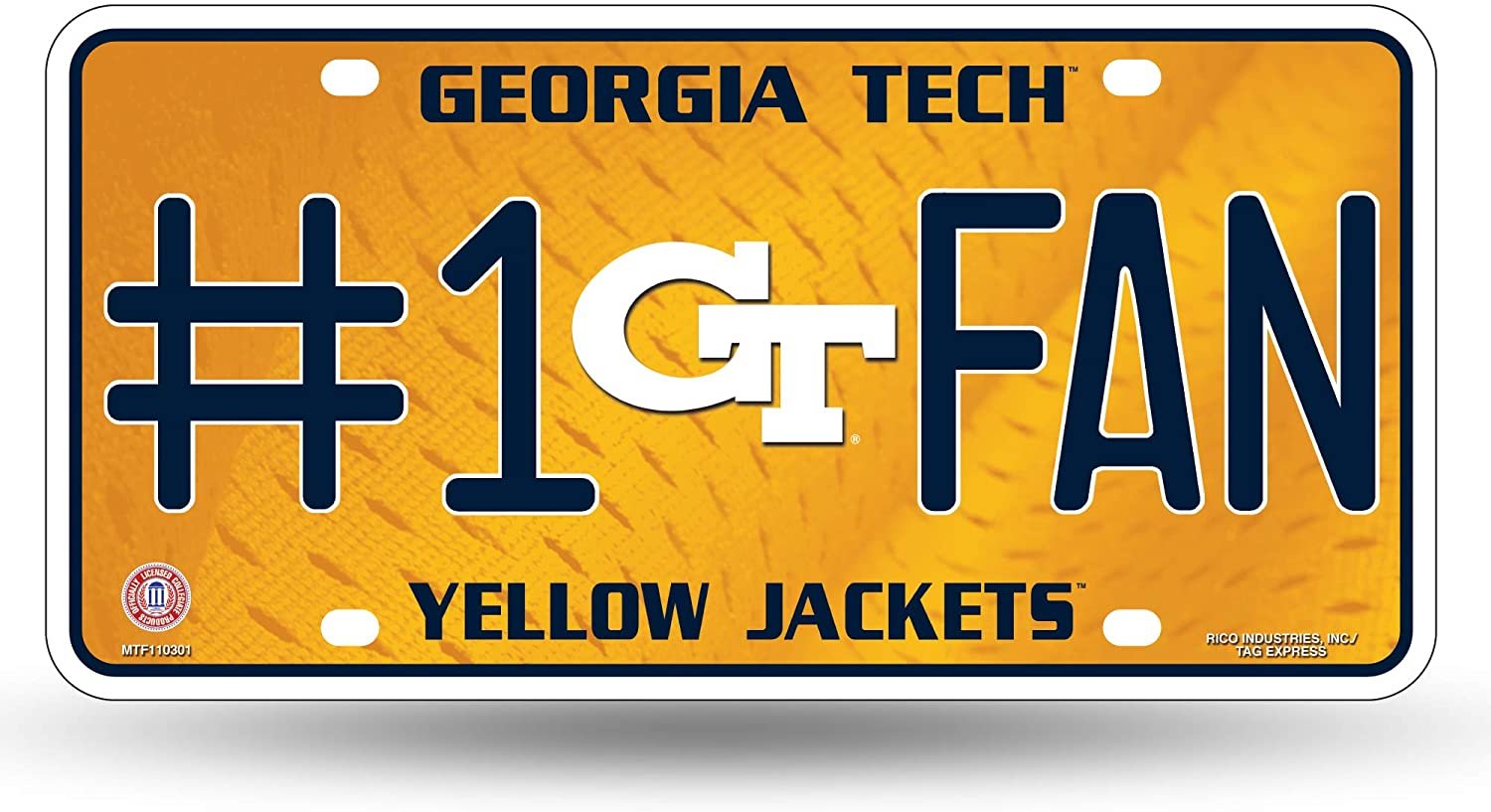 Georgia Tech Yellow Jackets #1 Fan Metal Tag License Plate