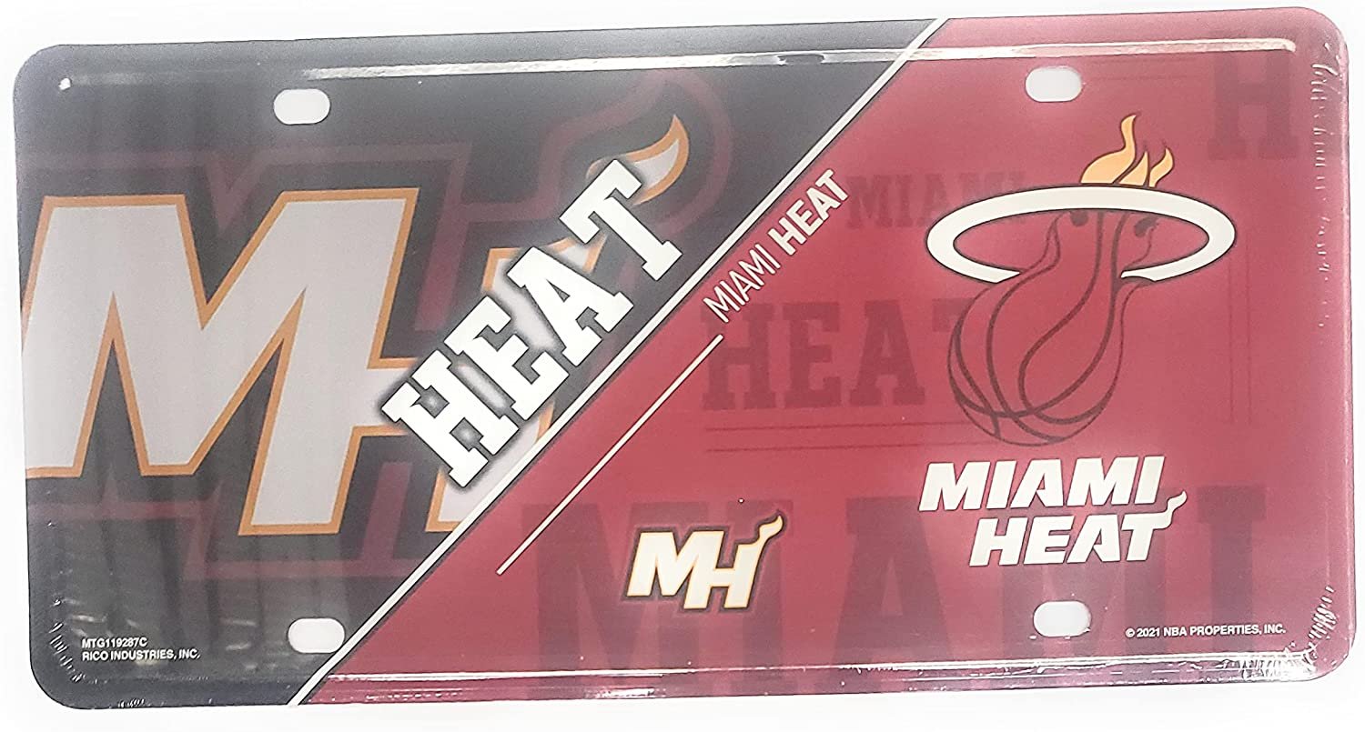 Miami Heat Metal Auto Tag License Plate, Split Design, 6x12 Inch