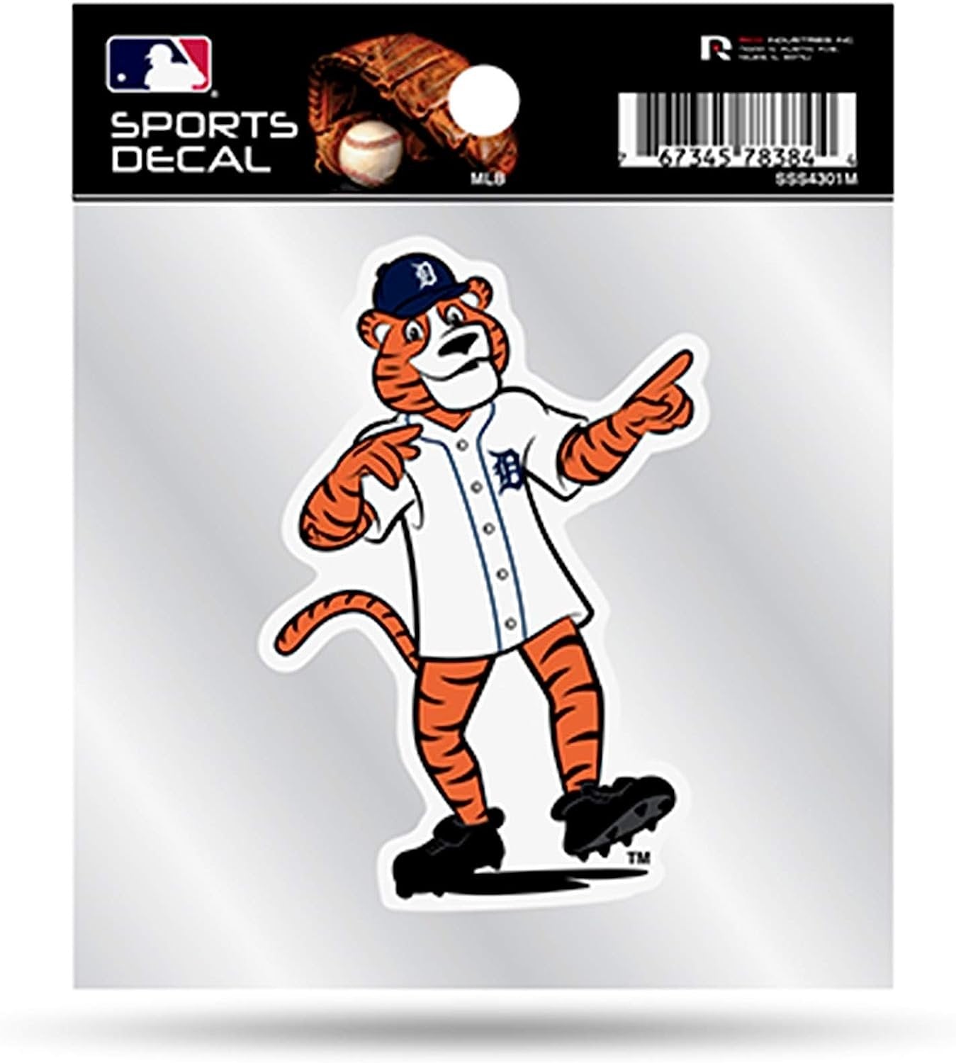 Detroit Tigers 4x4 Inch Die Cut Decal Sticker, Mascot Logo, Clear Backing