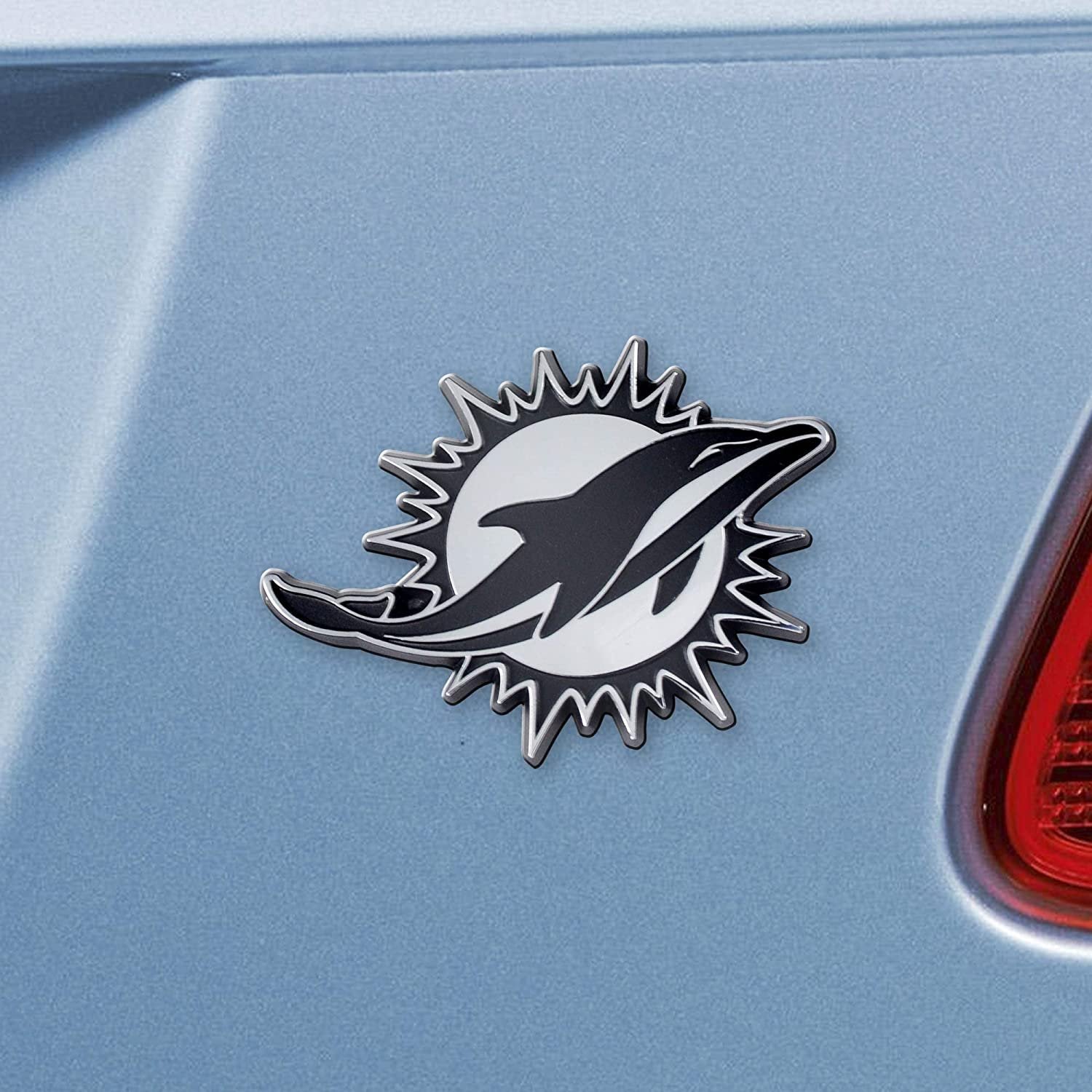 Miami Dolphins Solid Metal Raised Auto Emblem Decal Adhesive Backing