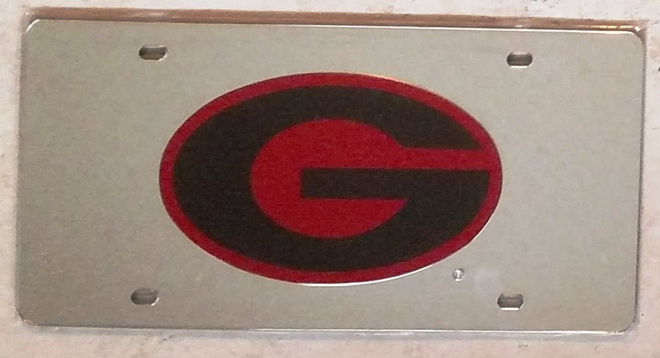 University of Georgia Bulldogs Premium Laser Cut Tag License Plate, Mirrored Acrylic Inlaid, 6x12 Inch