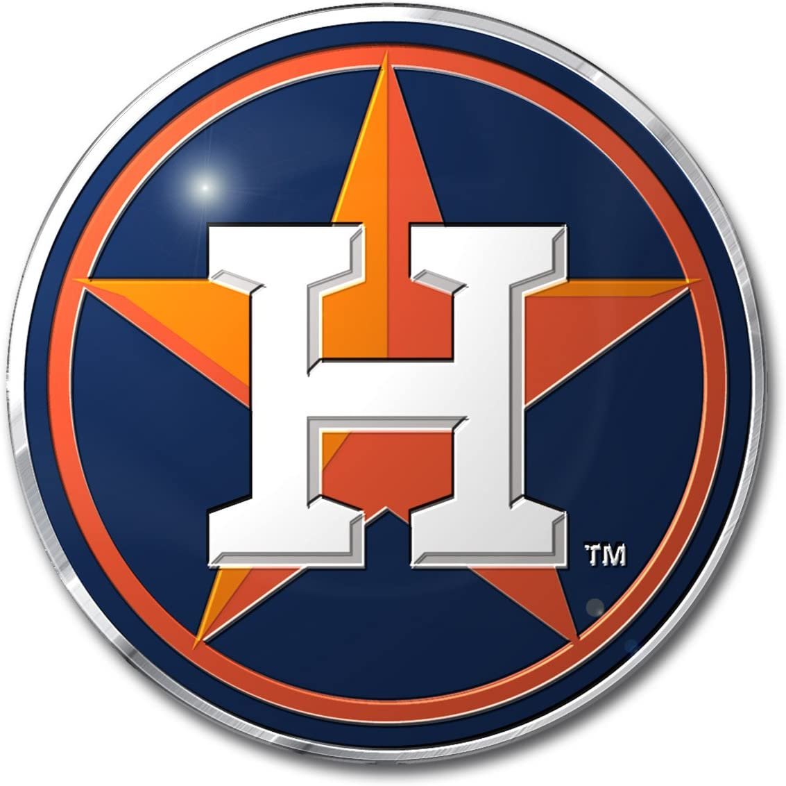 Houston Astros Auto Emblem Aluminum Metal Embossed Circle Logo Design
