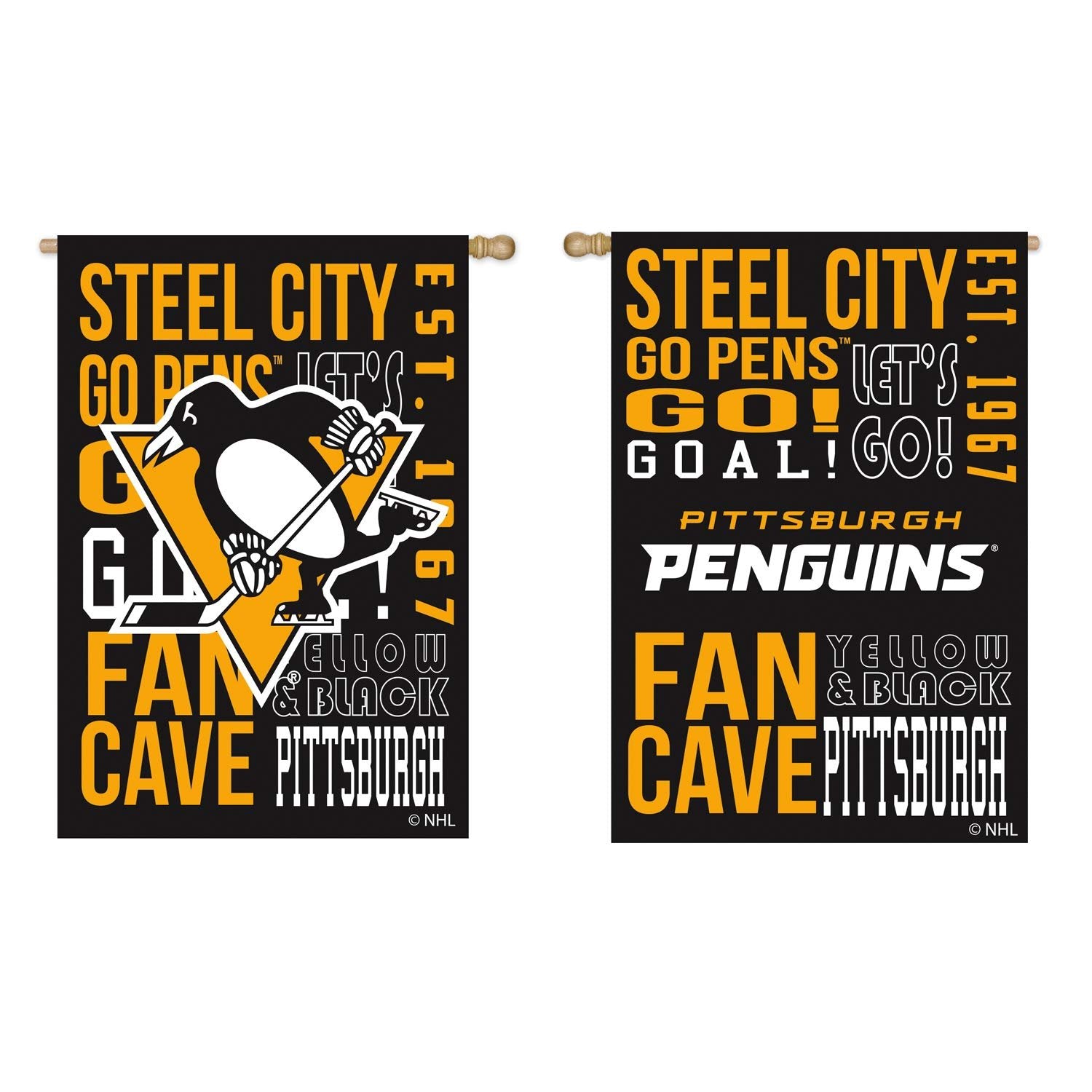 Pittsburgh Penguins Premium Double Sided Banner House Flag, Fan Rules Design, 28x44 Inch