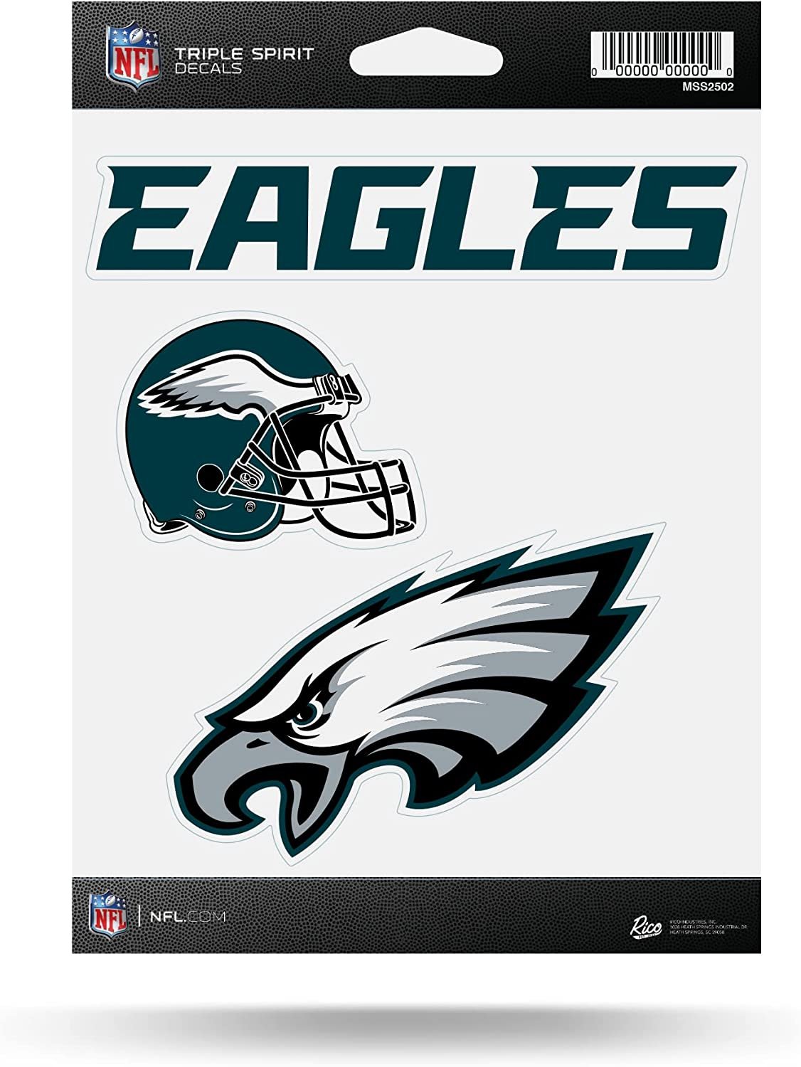 Philadelphia Eagles Sticker Decal Sheet 3-Piece Die Cut 5x7 Inch
