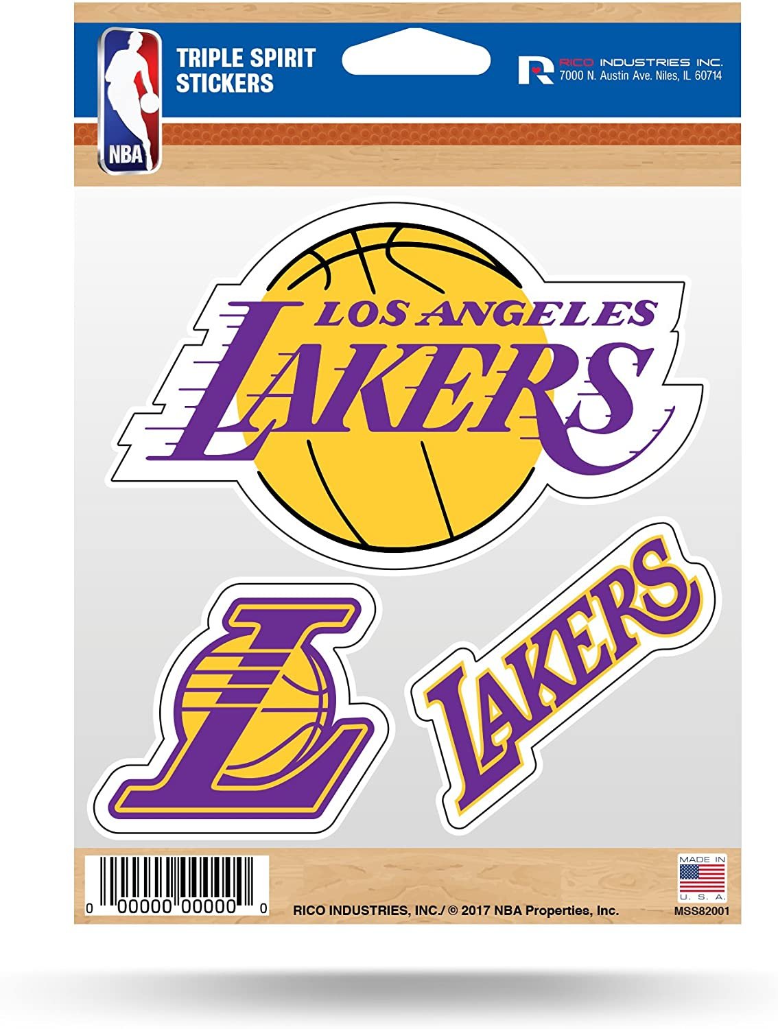 Los Angeles Lakers Sticker Decal Sheet 3-Piece Die Cut 5x7 Inch