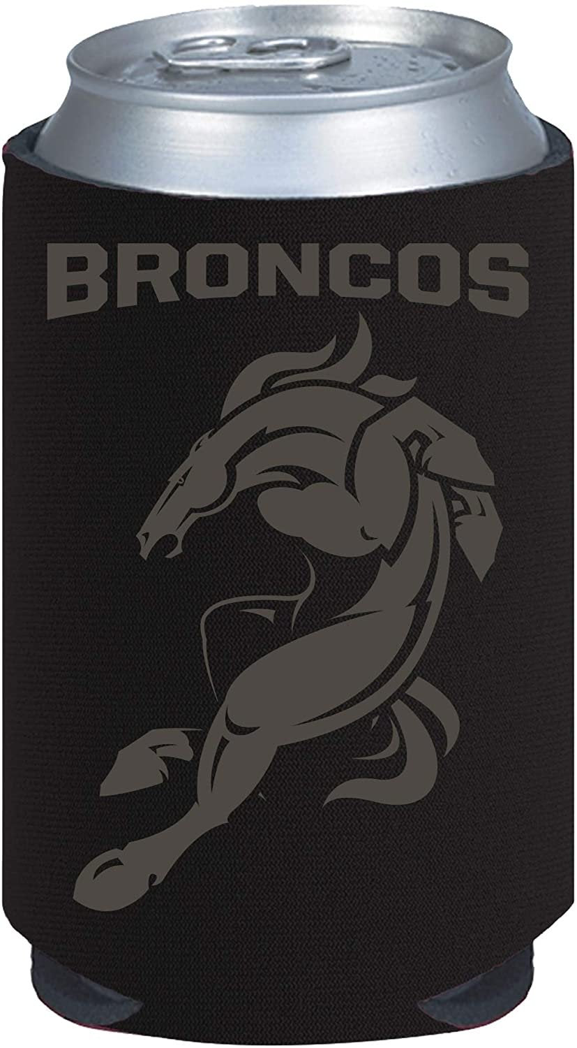 Denver Broncos 2-Pack Tonal Black Design 12oz CAN Neoprene Beverage Insulator Holder Football