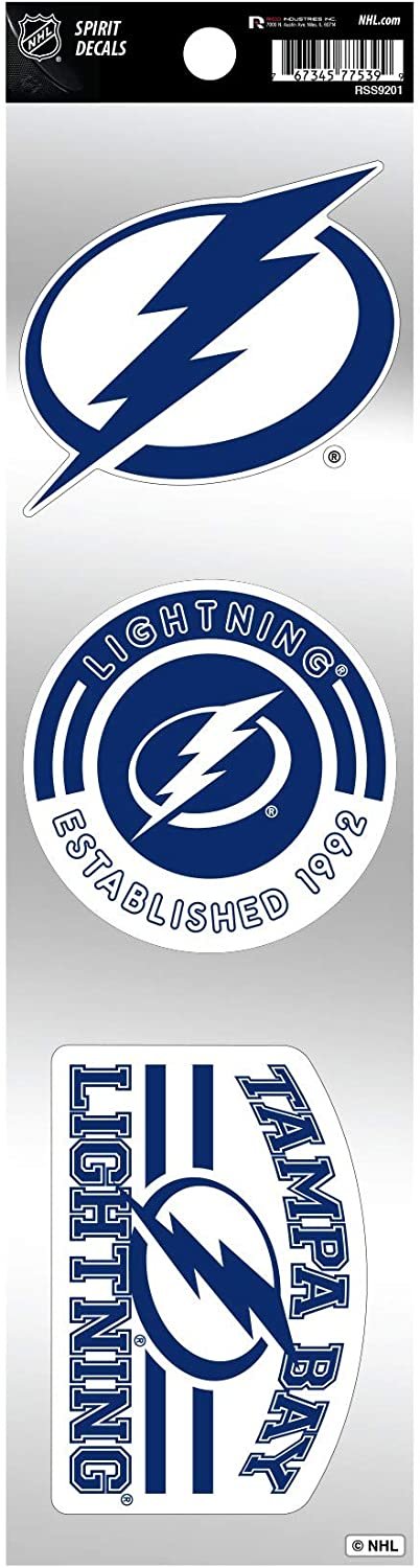 Tampa Bay Lightning Triple Retro Decals Throwback Spirit Flat Vinyl Auto Home Sticker Sheet Hockey