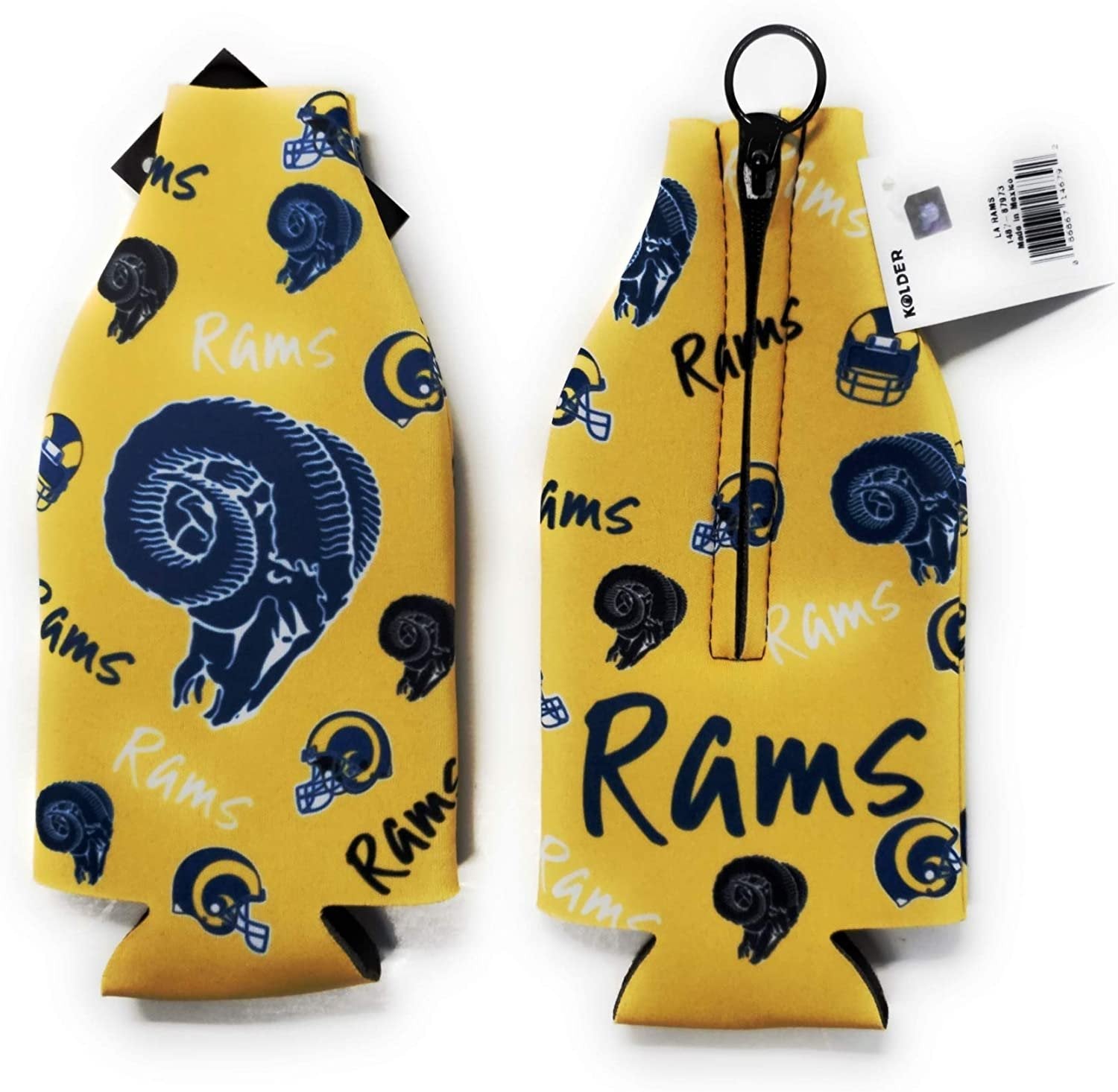 Los Angeles Rams Retro Flashback Design 2-Pack Zipper Bottle Neoprene Beverage Holder Cooler Coolie Football