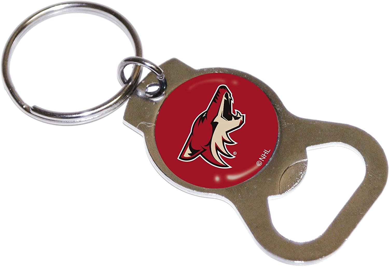 Arizona Coyotes Premium Solid Metal Bottle Opener Keychain, Silver Key Ring, Team Logo