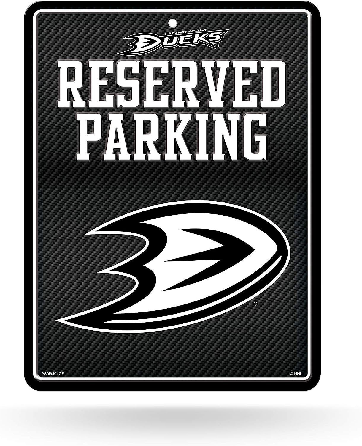 Anaheim Ducks Metal Parking Novelty Wall Sign 8.5 x 11 Inch Carbon Fiber Design
