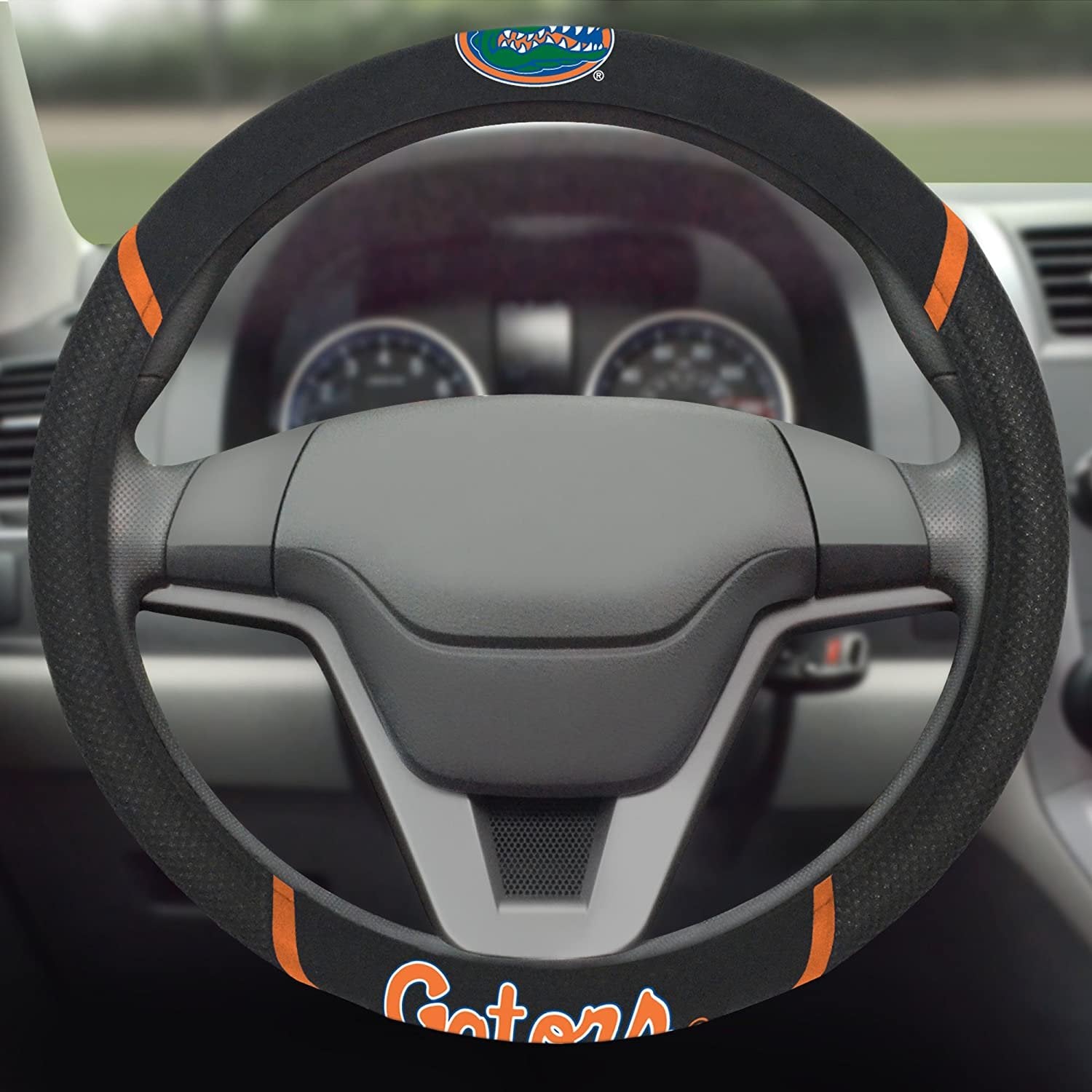 Florida Gators Steering Wheel Cover Premium Embroidered Black 15 Inch University of