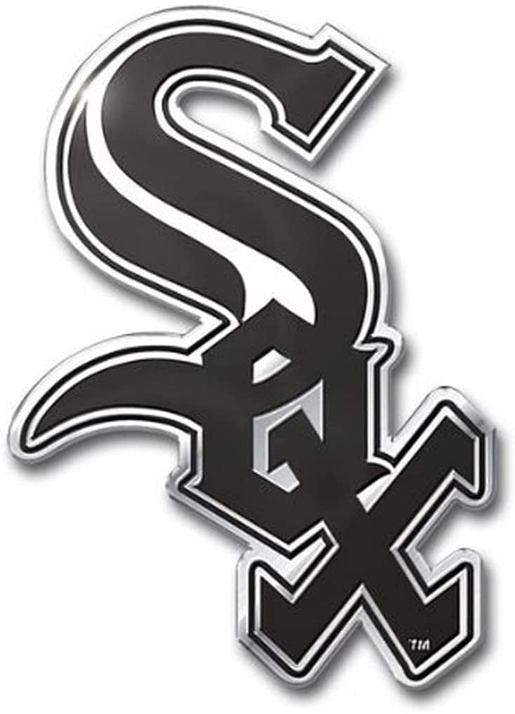 Chicago White Sox Auto Emblem, Aluminum Metal, Embossed Team Color, Raised Decal Sticker, Full Adhesive Backing