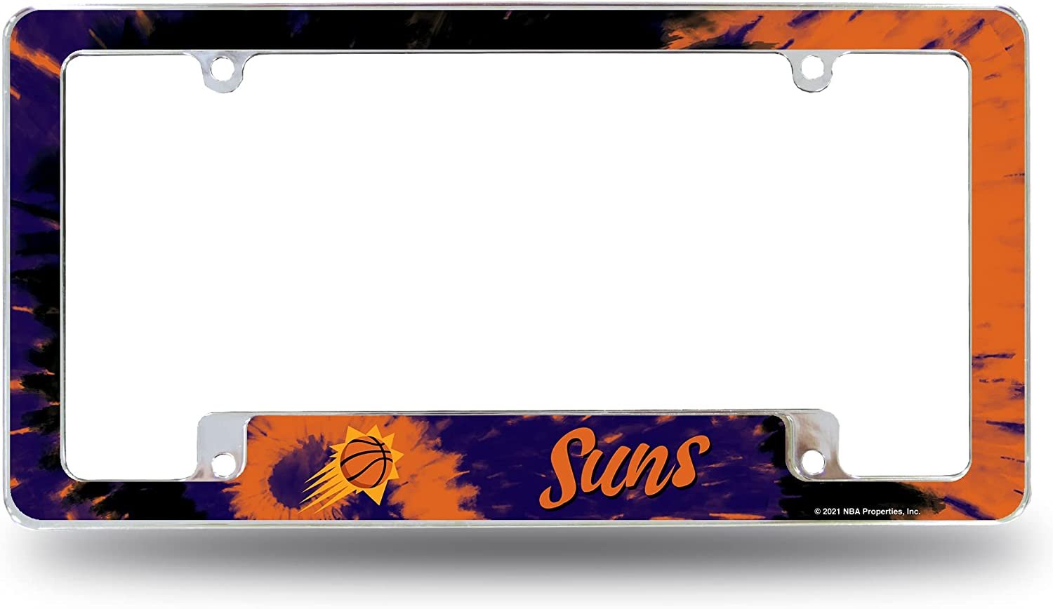 Phoenix Suns Metal License Plate Frame Chrome Tag Cover Tie Dye Design 6x12 Inch