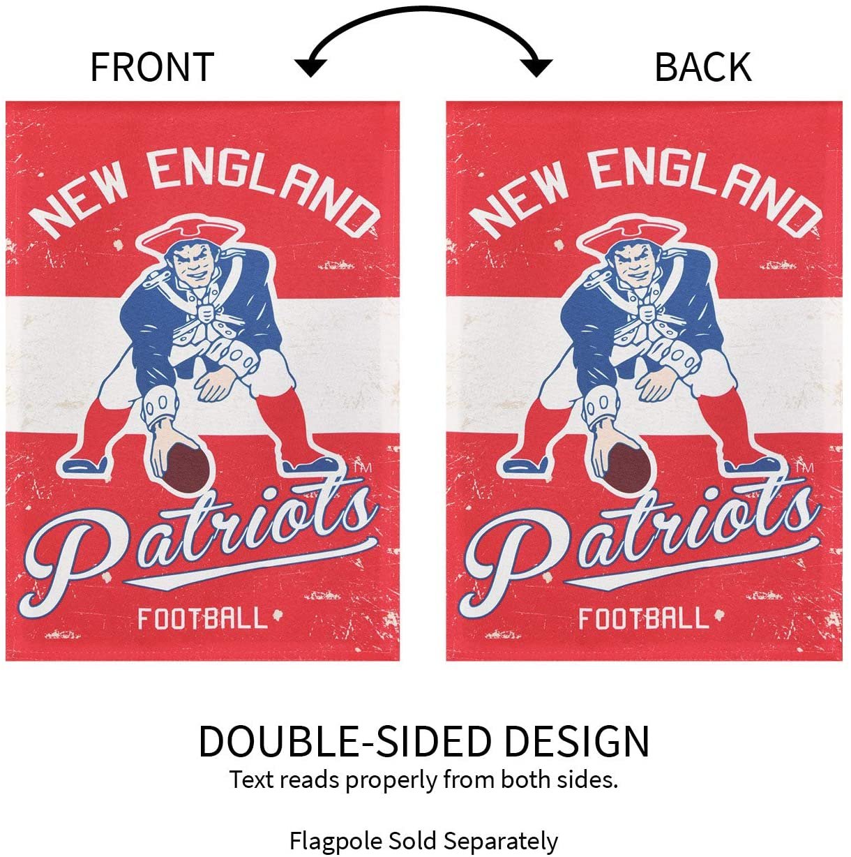 New England Patriots Premium 2-sided Garden Flag Banner, Vintage Logo, Linen, 13x18 Inch