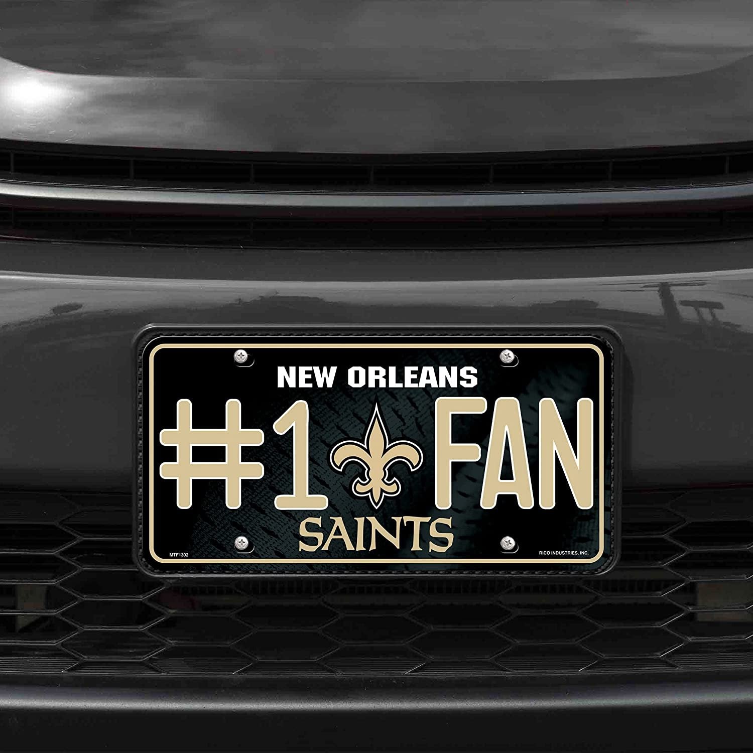 New Orleans Saints Metal Auto Tag License Plate, #1 Fan Design, 12x6 Inch