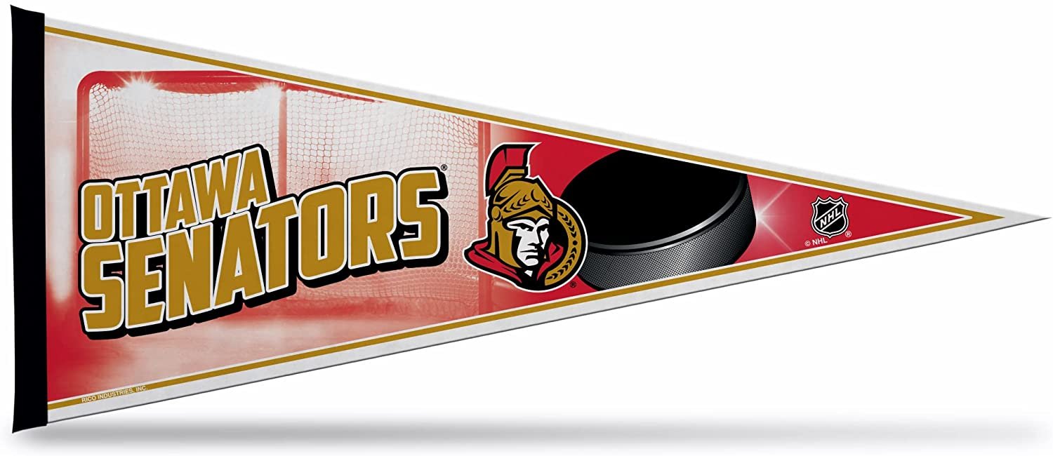 Ottawa Senators Soft Felt Pennant, Puck Design, 12x30 Inch, Easy To Hang