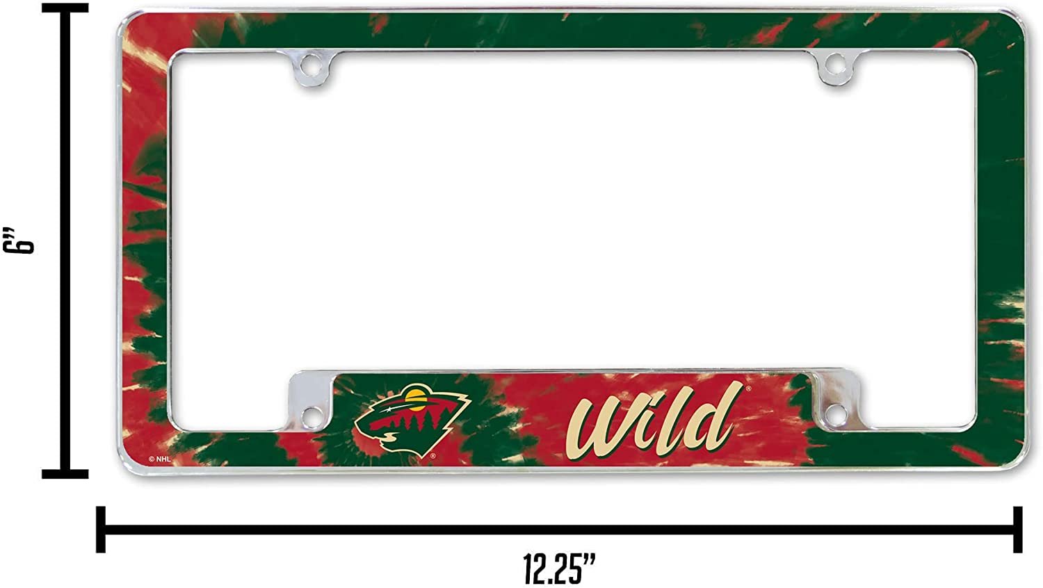 Minnesota Wild Metal License Plate Frame Chrome Tag Cover Tie Dye Design 6x12 Inch