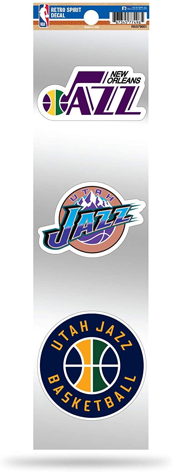 Utah Jazz Triple Retro Throwback Spirit Decals Flat Vinyl Auto Home Sticker Sheet Basketball