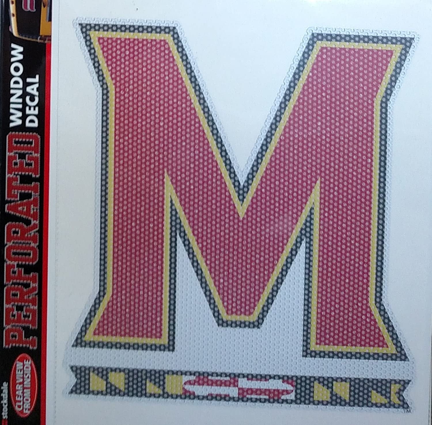 University of Maryland Terrapins 8 Inch Preforated Window Film Decal Sticker, One-Way Vision, Adhesive Backing
