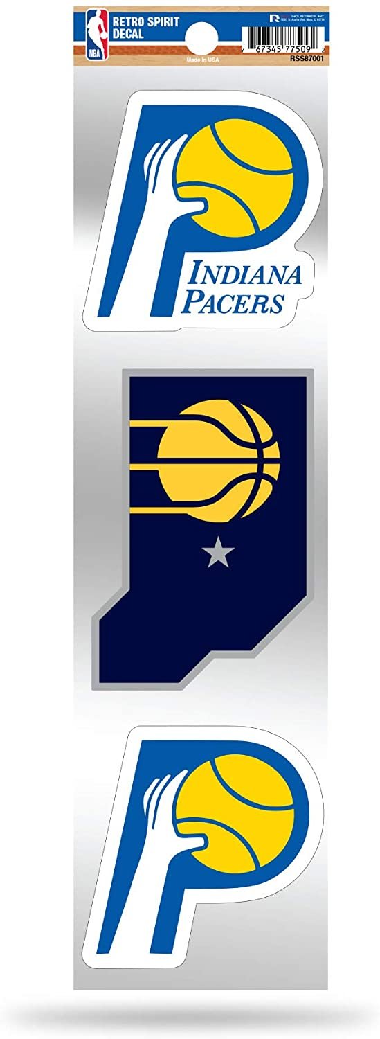 Indiana Pacers Triple Retro Throwback Spirit Decals Flat Vinyl Auto Home Sticker Sheet Basketball